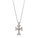 "Khachkar" Armenian Cross Pendant with Centre Diamond in White Gold