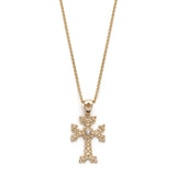 "Khachkar" Armenian Cross Pendant with Centre Diamond in Yellow Gold