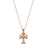 "Khachkar" Armenian Cross Mini Pendant with Centre Diamond in Yellow Gold