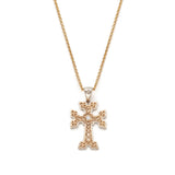 "Khachkar" Diamond Accent Armenian Cross Two-Tone Gold Pendant in Yellow and White Gold