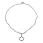 Large Lepi Lab-Grown Diamond Pavé Mermaid Scale Motif Pearl Necklace in White Gold