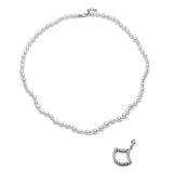 Large Lepi Lab-Grown Diamond Pavé Mermaid Scale Motif Pearl Necklace with a Detached Pendant in White Gold