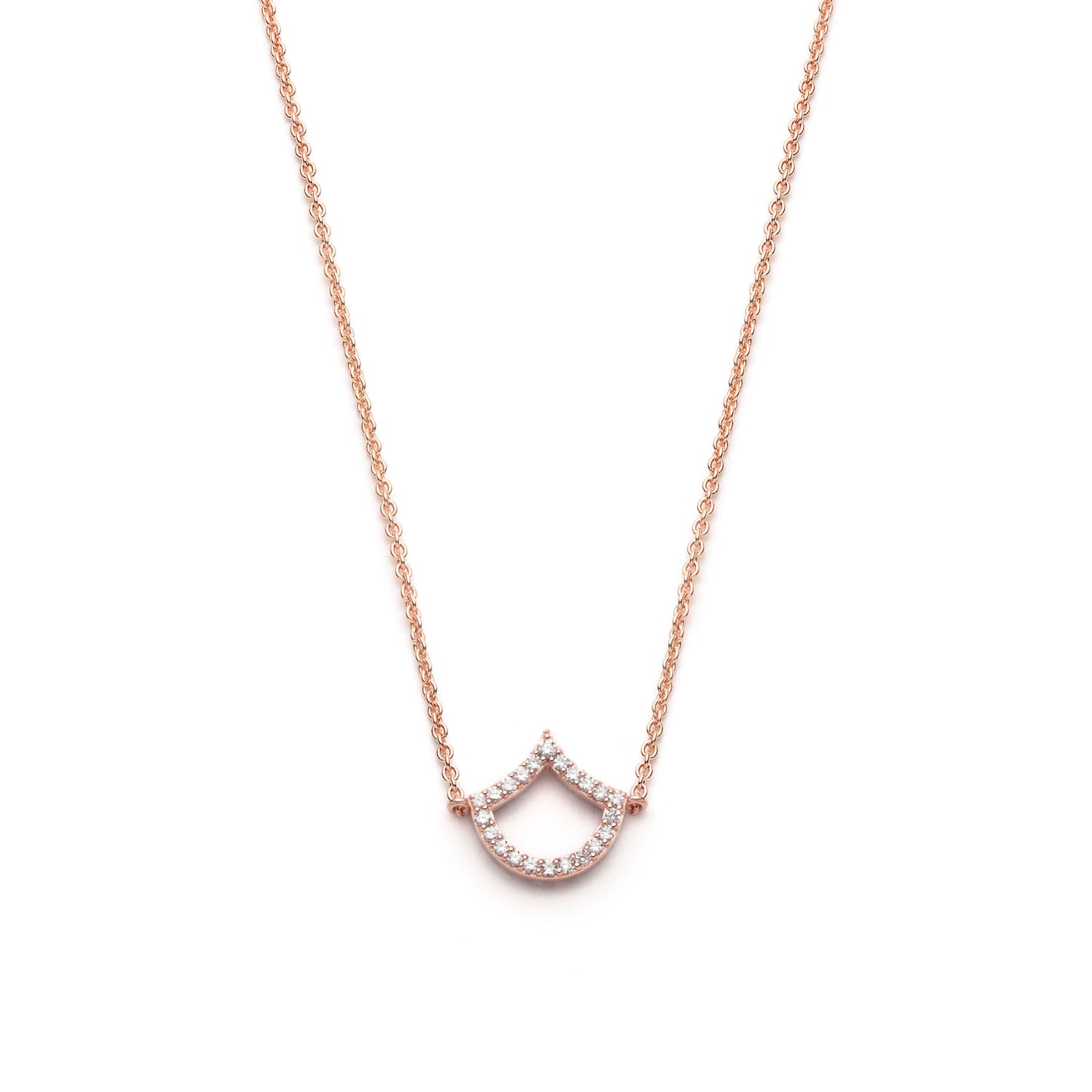 Lepi Diamond Pavé Mermaid Scale Motif Necklace in Rose Gold