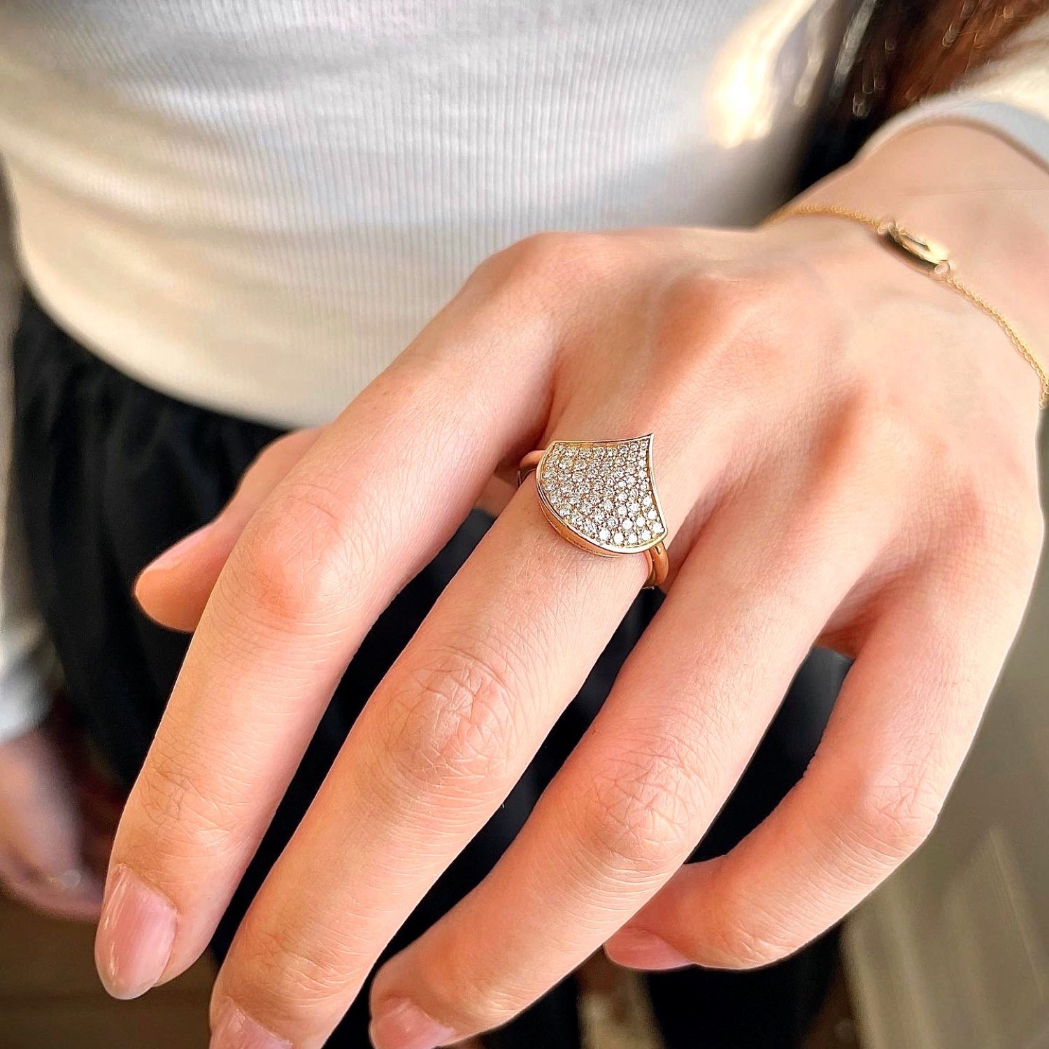 Lepi Diamond Pavé Ring on a Hand
