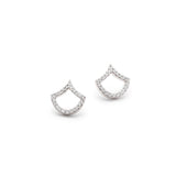 Lepi Mermaid Scale Motif Diamond Pavé Stud Earrings in White Gold