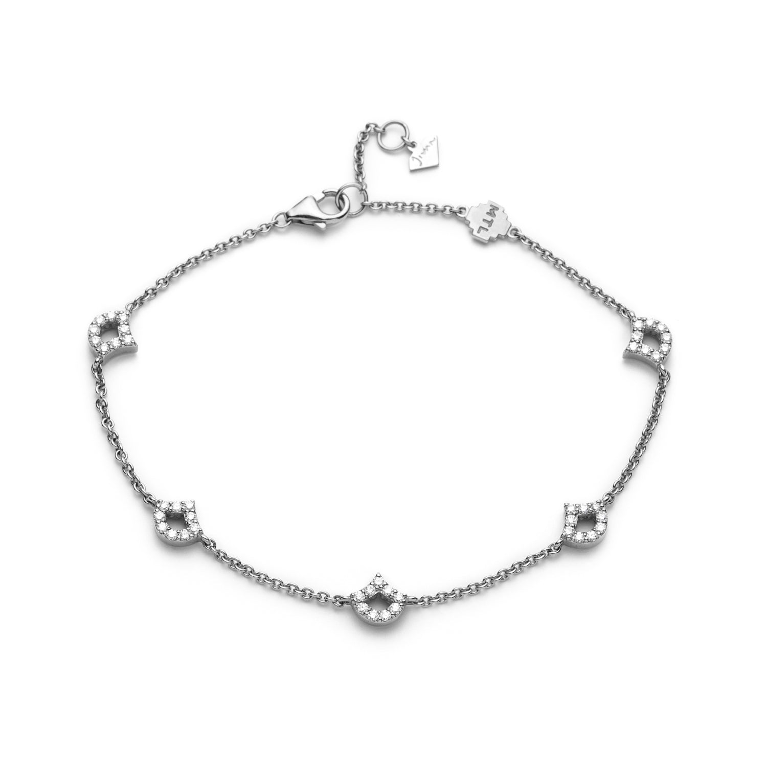 Lepi Mermaid Scale Diamond Pavé Mini Motif Bracelet in White Gold