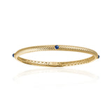 Lepia Blue Sapphire Mermaid Scale Motif Bangle in Yellow Gold