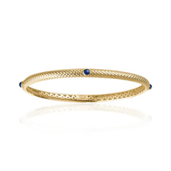 Lepia Blue Sapphire Mermaid Scale Motif Bangle in Yellow Gold