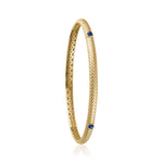 Lepia Blue Sapphire Mermaid Scale Motif Bangle in Yellow Gold Side View