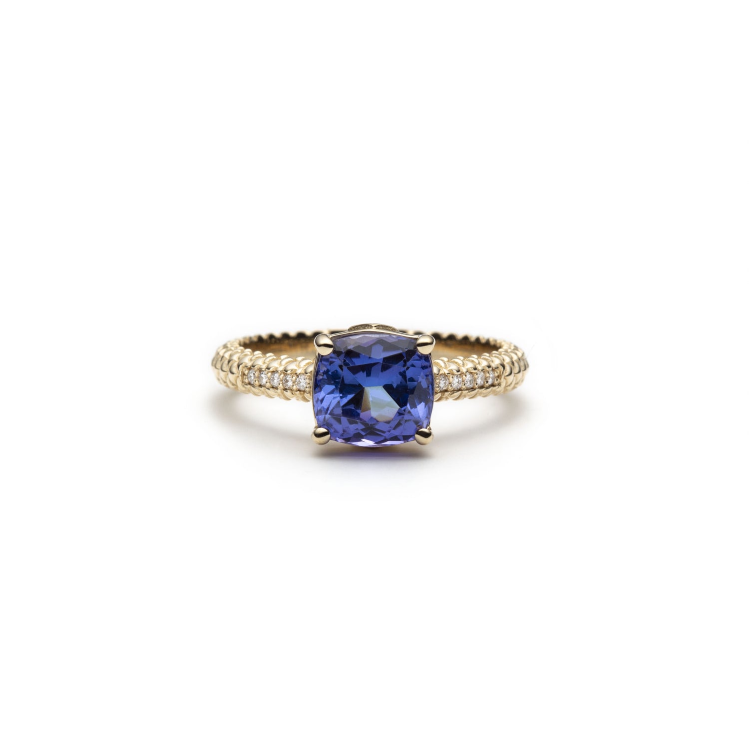 Lepia Cushion-Shaped Blue Tanzanite Ring