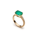 Lepia Emerald Cut Emerald East-West Ring in Yellow Gold Side View