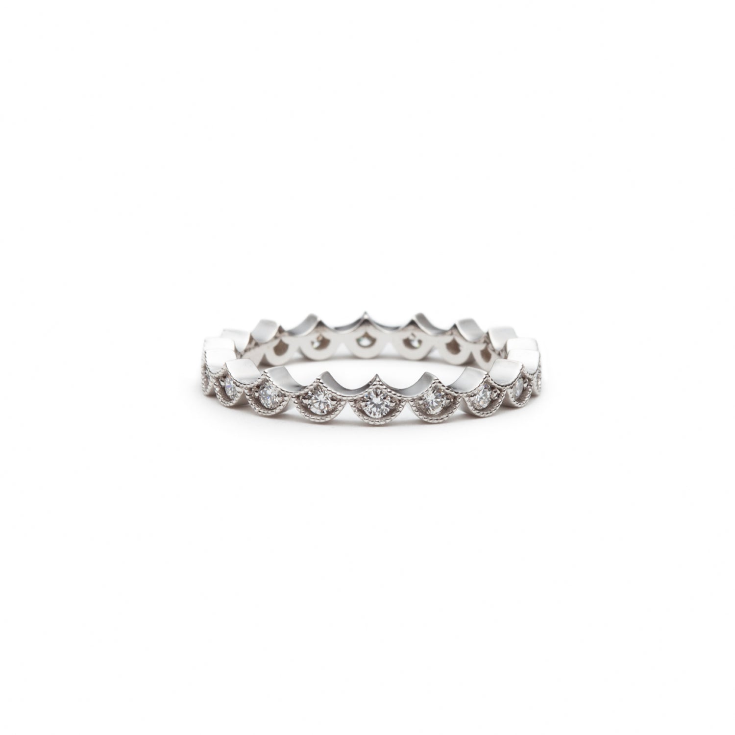 Lepia Mermaid Scales Motif Diamond Eternity Ring in White Gold