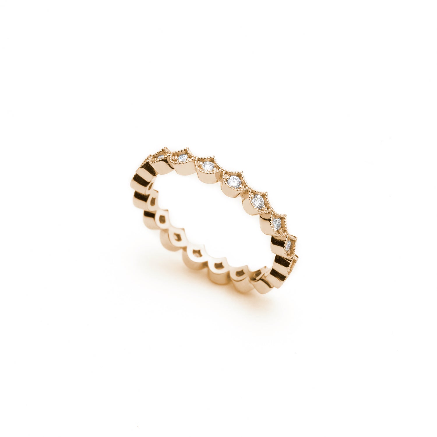 Lepia Mermaid Scales Motif Diamond Eternity Ring in Yellow Gold Side View