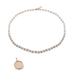 Lepia Mermaid Scales Motif Pearl Necklace in Yellow Gold