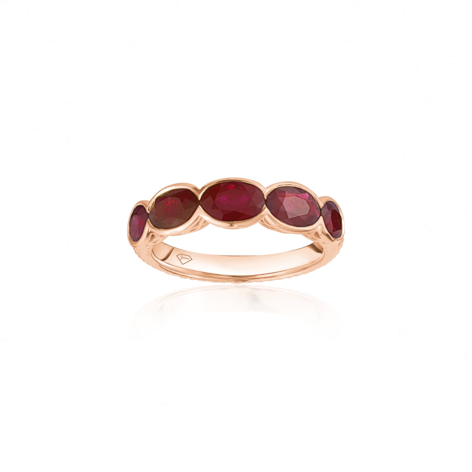 Lepia Oval Ruby Five-Stone Ring in Rose Gold