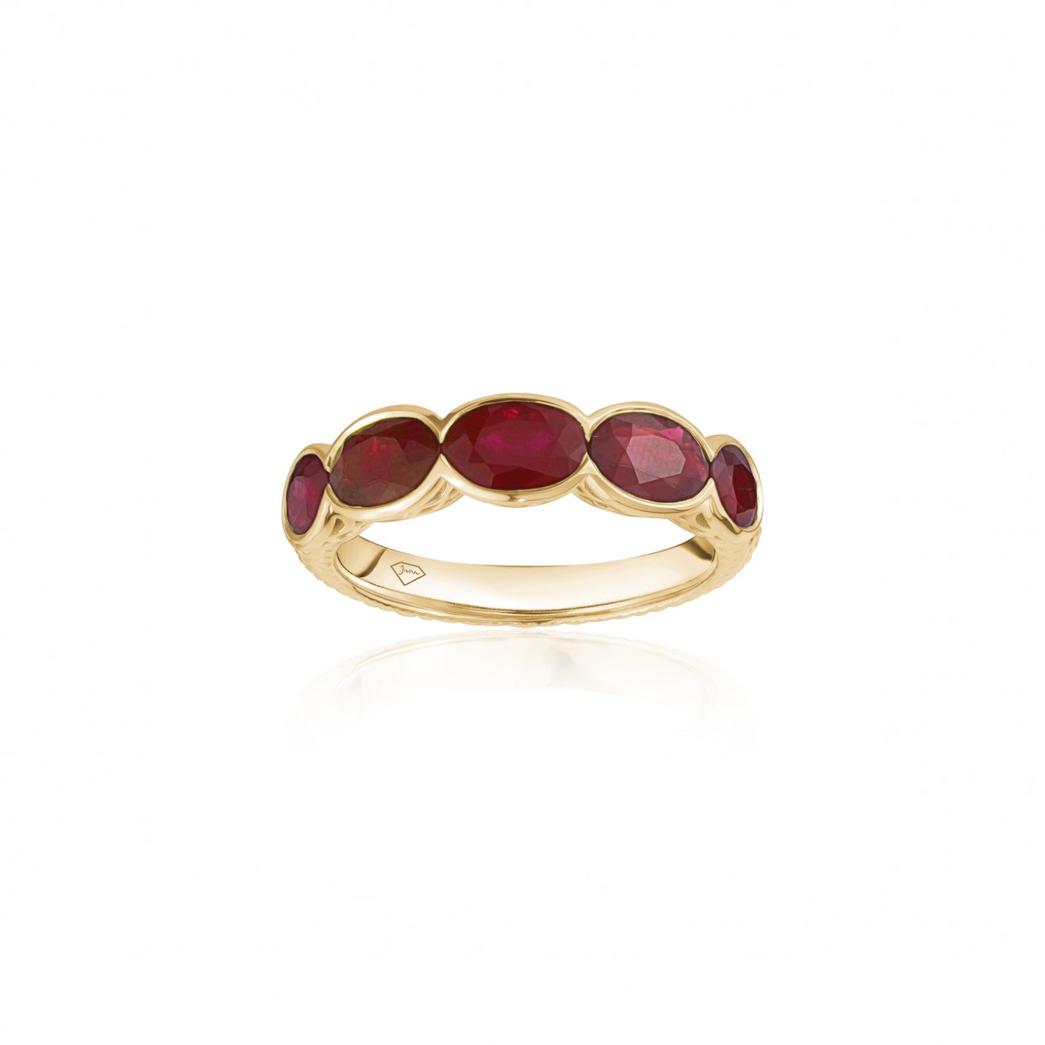 Lepia Oval Ruby Five-Stone Ring in Yellow Gold