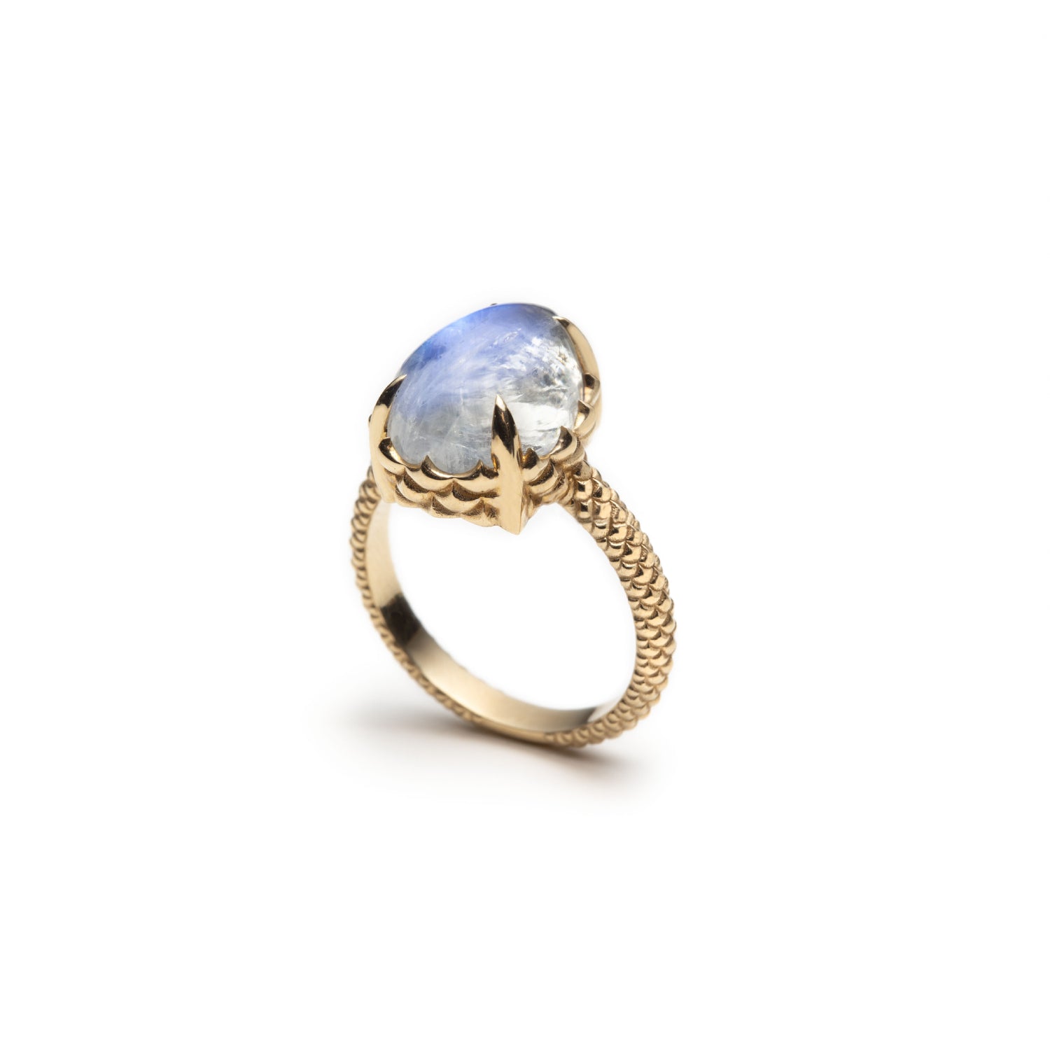 Lepia Pear-Shaped Cabochon Cut Moonstone Ring Side View