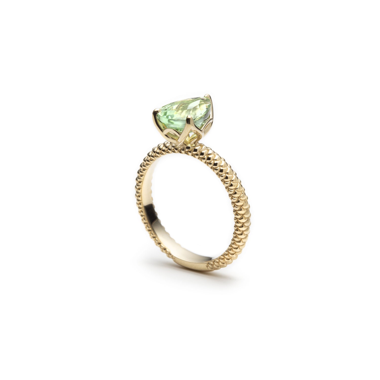 Lepia Pear-Shaped Green Tourmaline Ring Side View
