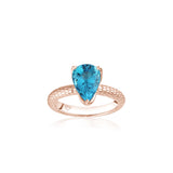 Lepia Pear-Shaped Swiss Blue Topaz Ring in Rose Gold