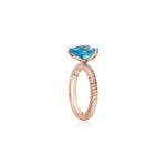 Lepia Pear-Shaped Swiss Blue Topaz Ring in RRose Gold Side View