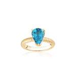 Lepia Pear-Shaped Swiss Blue Topaz Ring in Yellow Gold