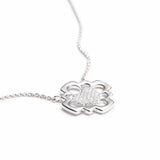 Love Blossom Diamond Pavé Step Motif Necklace in White Gold