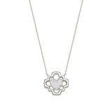 Love Blossom Diamond Pavé Step Motif Necklace in White Gold
