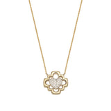 Love Blossom Diamond Pavé Step Motif Necklace in Yellow Gold