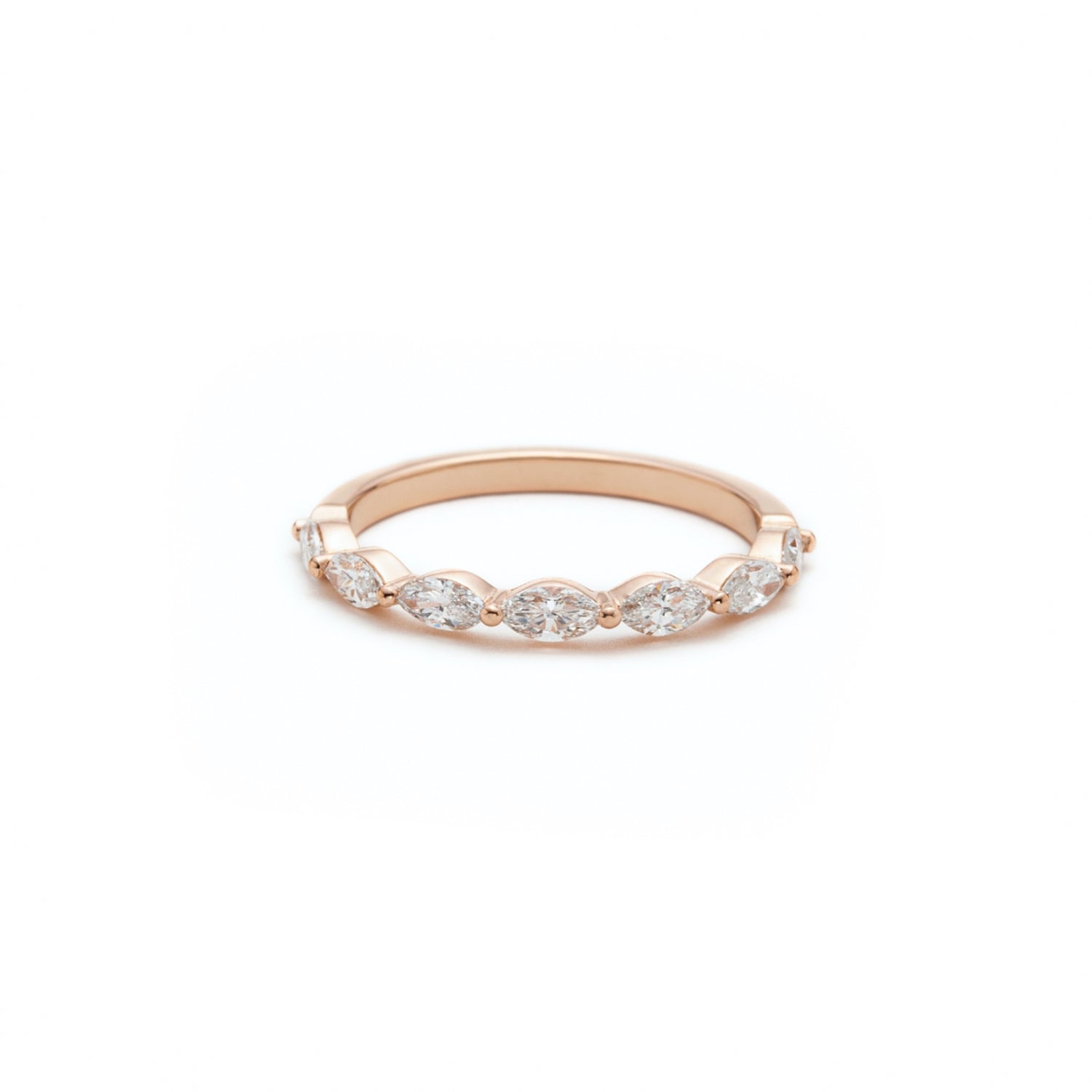 Marquise Cut Diamond Shared Prong Half-Eternity Ring in Rose Gold