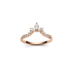 Marquise and Round Brilliant Cut Diamond Tiara Chevron Half-Eternity Ring in Rose Gold