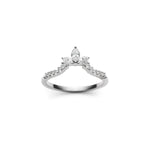 Marquise and Round Brilliant Cut Diamond Tiara Chevron Half-Eternity Ring in White Gold