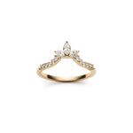 Marquise and Round Brilliant Cut Diamond Tiara Chevron Half-Eternity Ring in Yellow Gold