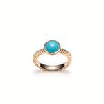 Mermaid Cabochon Turquoise Bezel Ring in Yellow Gold