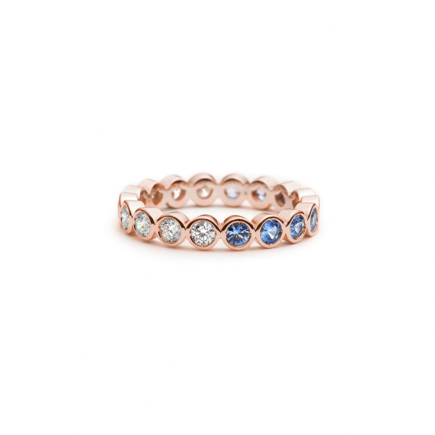 Mermaid Diamond and Sapphire Eternity Ring in Rose Gold