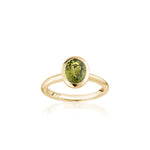 Mermaid Oval-Shaped Green Sapphire Bezel Ring in Yellow Gold