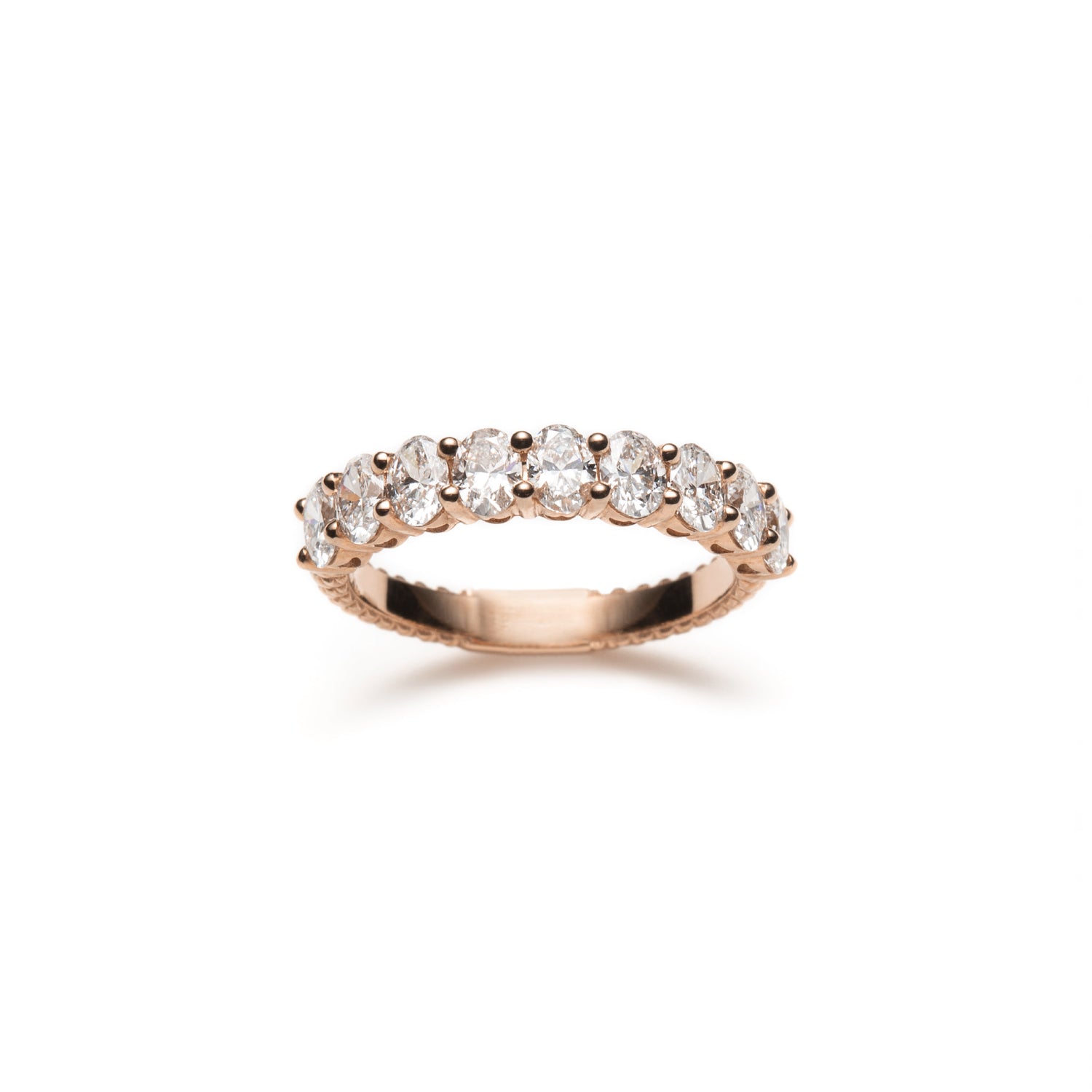 Mermaid Oval-Shaped Lab-Grown Diamond Half-Eternity Ring in Rose Gold