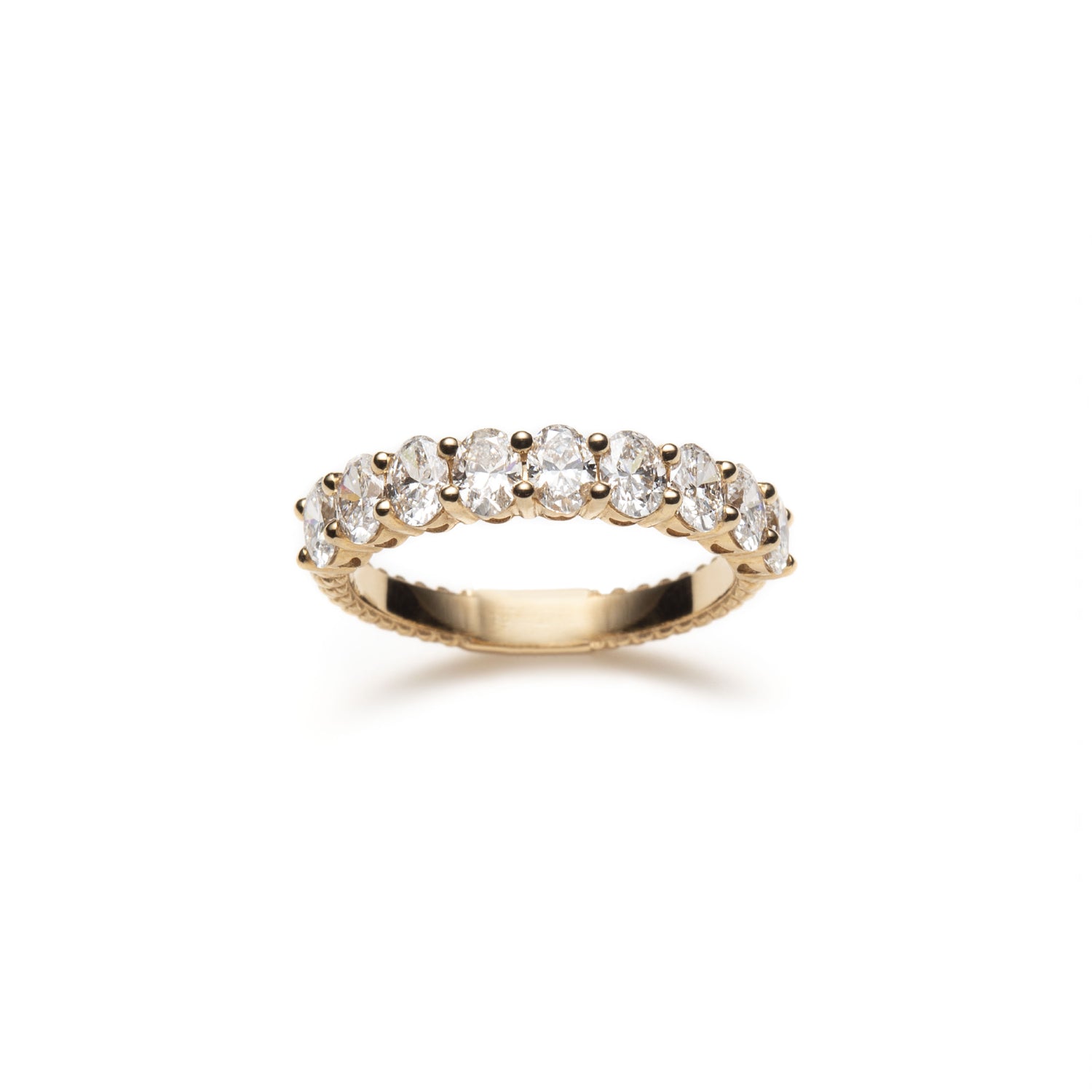 Mermaid Oval-Shaped Lab-Grown Diamond Half-Eternity Ring in Yellow Gold