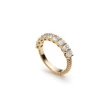 Mermaid Oval-Shaped Lab-Grown Diamond Half-Eternity Ring in Yellow Gold Side View
