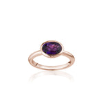 Mermaid Oval-Shaped Violet Sapphire East-West Bezel Ring in Rose Gold