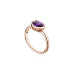 Mermaid Oval-Shaped Violet Sapphire East-West Bezel Ring in Rose Gold Side View