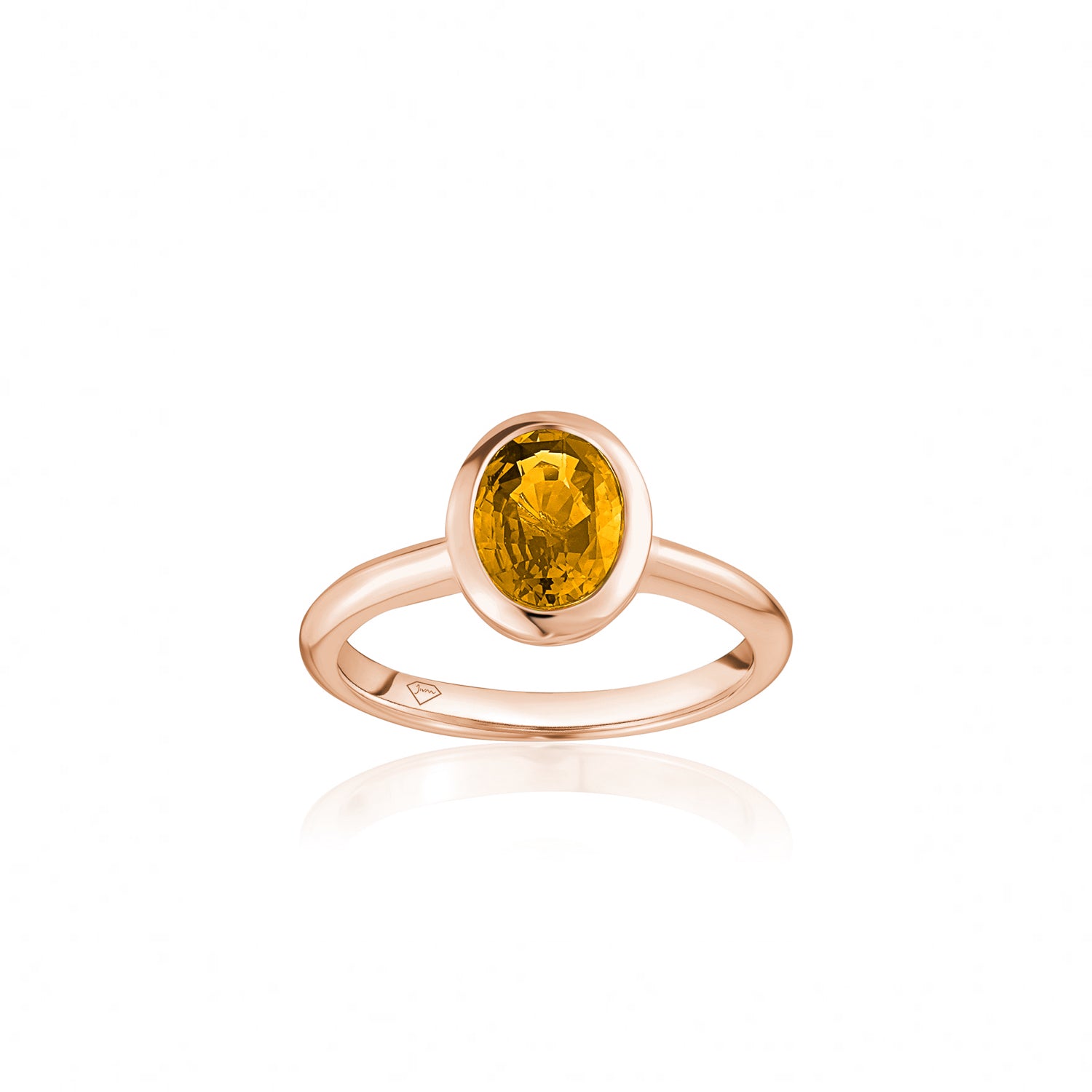 Mermaid Oval-Shaped Yellow Sapphire Bezel Ring in Rose Gold