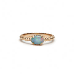 Mermaid Oval Opal East-West Ring in Yellow Gold