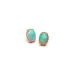 Mermaid Oval Opal Mini Stud Earrings in Rose Gold
