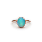 Mermaid Oval Opal and Diamond Three-Stone Ring in Rose Gold