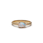 Mermaid Pear-Shaped Opal East-West Ring in Yellow Gold