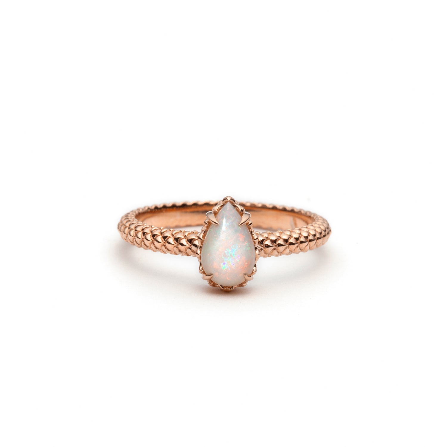 Mermaid Pear-Shaped Opal Ring 14k Rose Gold - Main Image