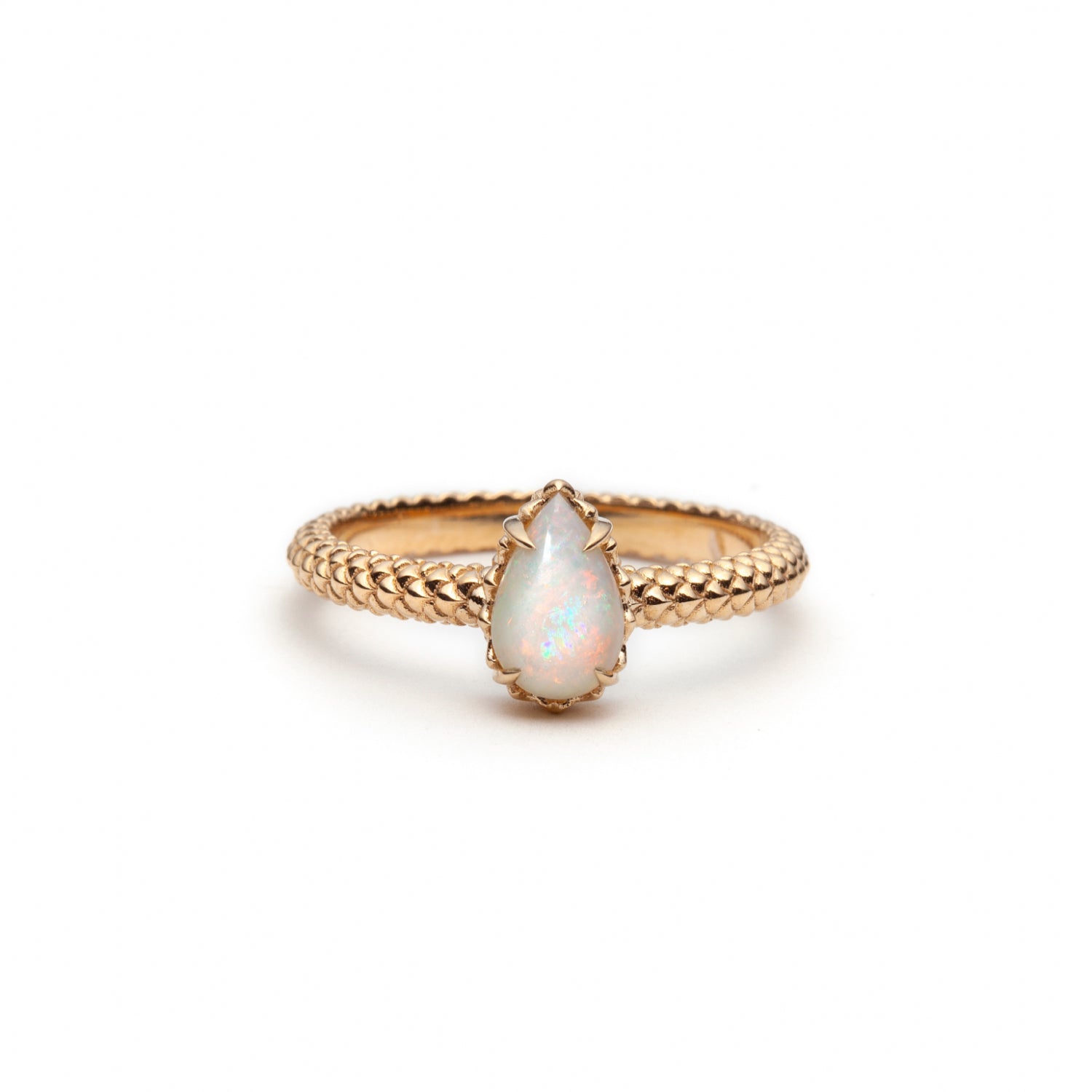 Mermaid Pear-Shaped Opal Ring in Yellow Gold