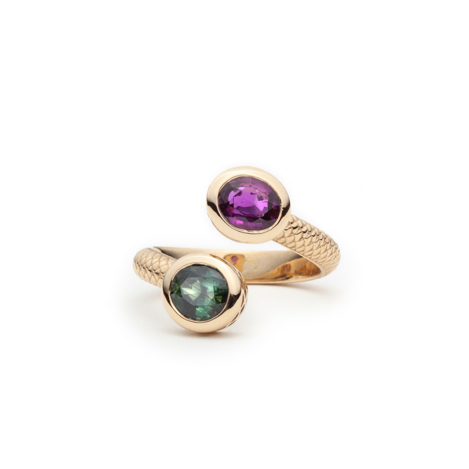 Mermaid Pink and Green Tourmaline Bypass Ring