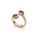 Mermaid Pink and Green Tourmaline Bypass Ring Side View