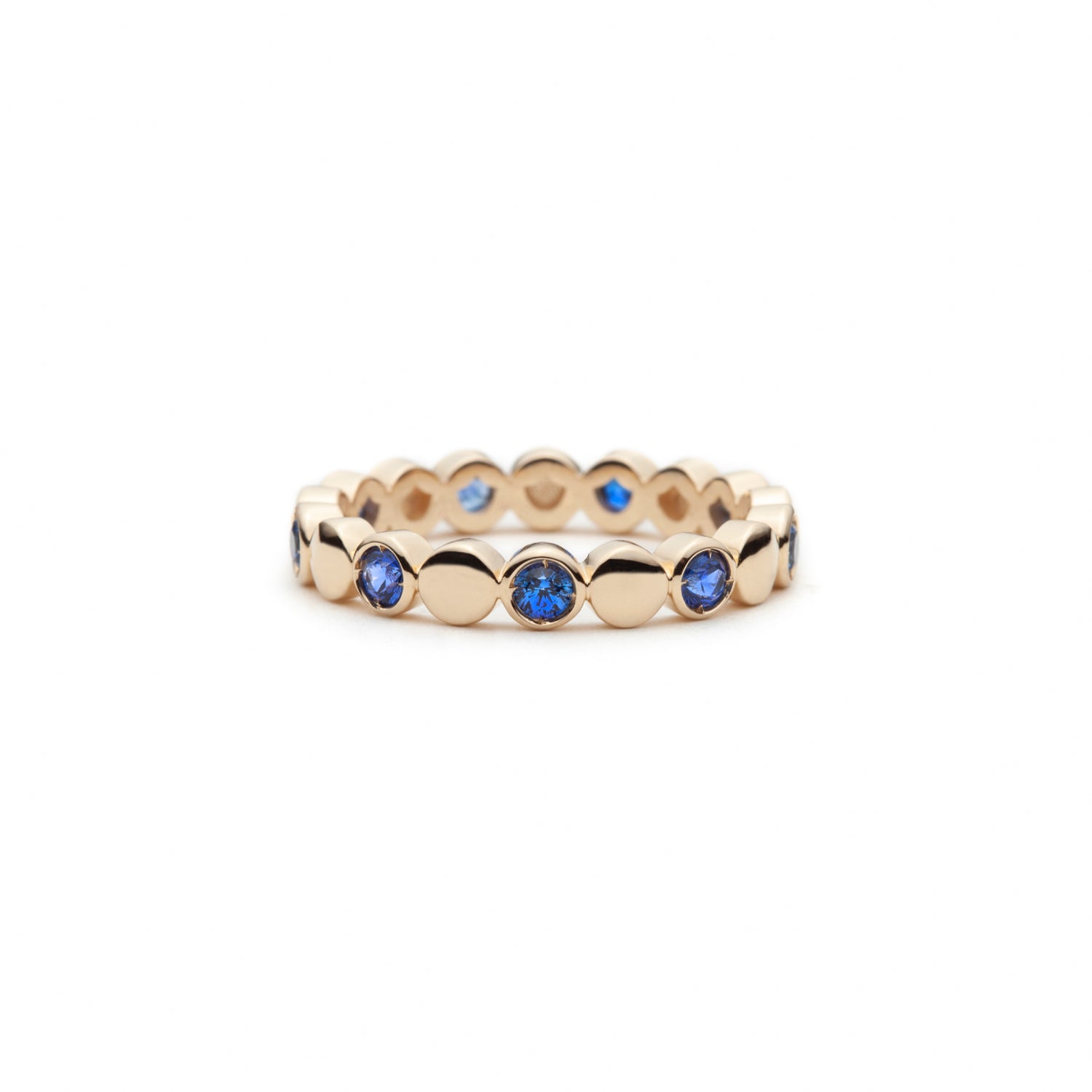 Mermaid Sapphire Alternating Eternity Ring in Yellow Gold